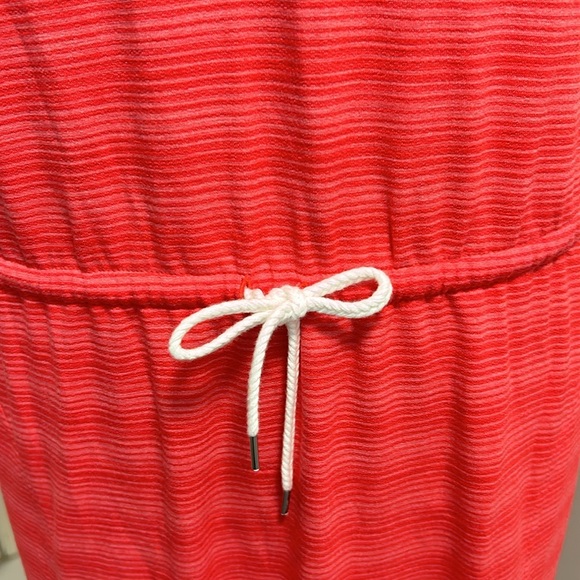 T by Talbots Coral Two Tone Striped Sleeveless Elastic Drawstring Waist Dress Lg - Picture 5 of 11